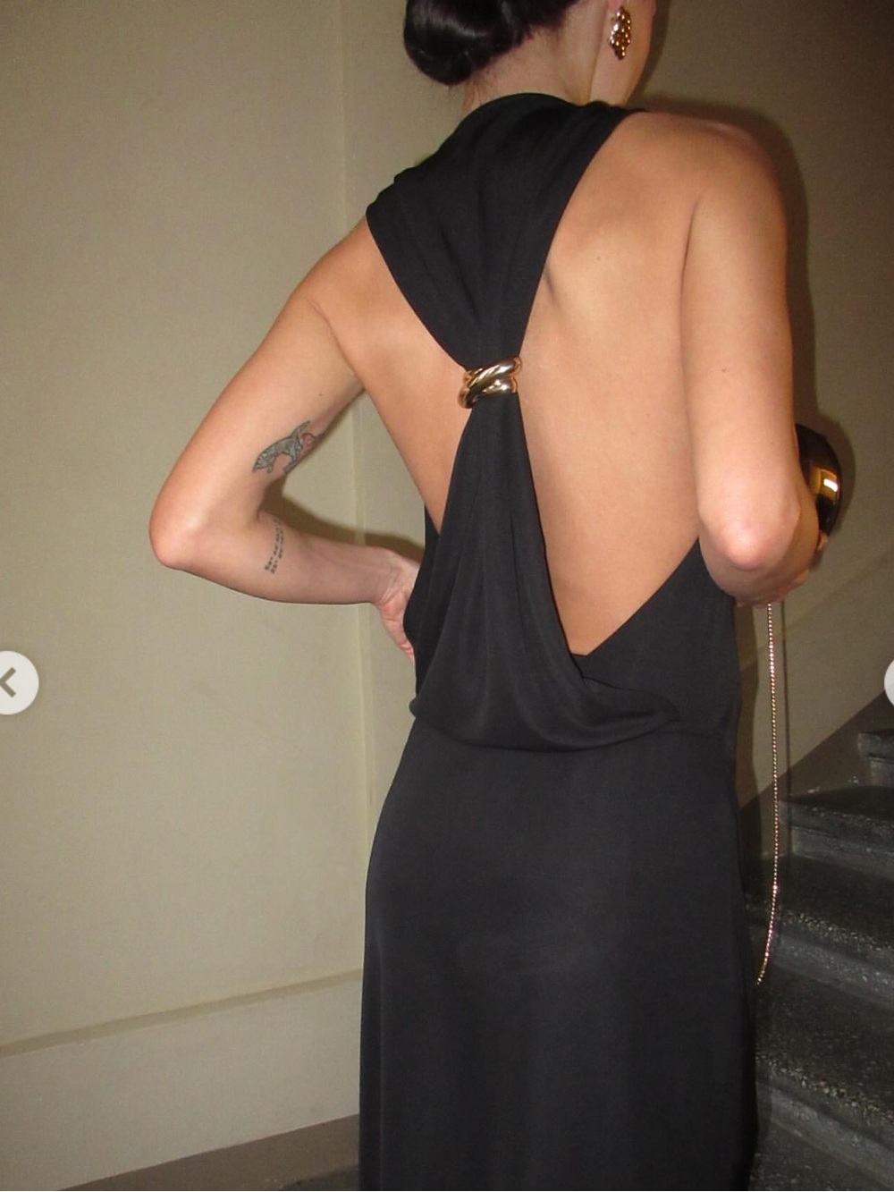 NWT Mango MNG Sz 4 Black Long Maxi Open-back Gold Chic Hardware Dress Ret $139!